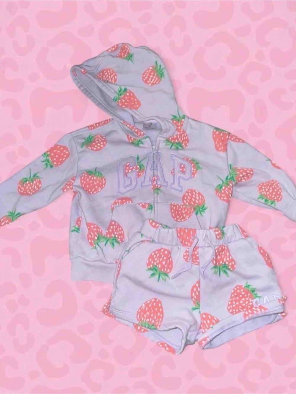 Gap Strawberry Zip Hoodie and Shorts Set